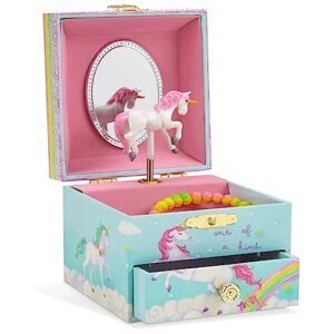 jewelkeeper musical jewelry box, unicorn rainbow design with pullout drawer, the beautiful dreamer tune