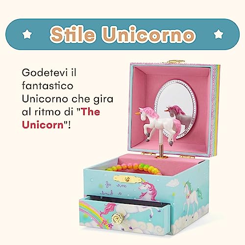 Jewelkeeper Musical Jewelry Box, Unicorn Rainbow Design with Pullout Drawer, The Beautiful Dreamer Tune