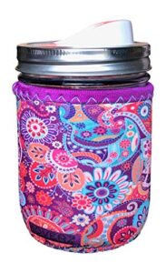 koverz for jars - #1 neoprene mason jar coolie 16 oz insulator sleeve - paisley