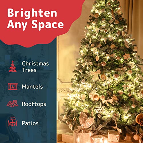 PREXTEX Christmas Lights (20 Feet, 100 Lights) - Clear White Christmas Tree Lights with White Wire - Clear Christmas Lights Indoor/Outdoor String Lights - Xmas Lights - Warm White Twinkle Lights