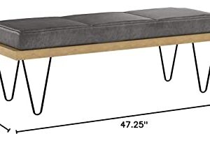 Christopher Knight Home Elisha Industrial Modern Microfiber Bench, Slate / Matte Black