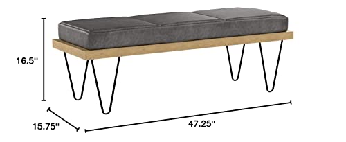 Christopher Knight Home Elisha Industrial Modern Microfiber Bench, Slate / Matte Black