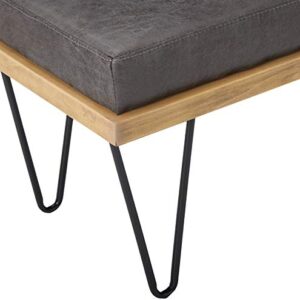 Christopher Knight Home Elisha Industrial Modern Microfiber Bench, Slate / Matte Black