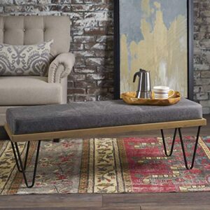 Christopher Knight Home Elisha Industrial Modern Microfiber Bench, Slate / Matte Black