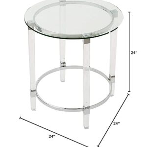 Christopher Knight Home Orianna Acrylic and Tempered Glass Circular Side Table, Clear, 24 in x 24 in x 24 in