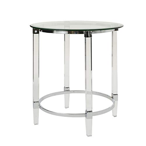 Christopher Knight Home Orianna Acrylic and Tempered Glass Circular Side Table, Clear, 24 in x 24 in x 24 in