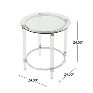 Christopher Knight Home Orianna Acrylic and Tempered Glass Circular Side Table, Clear, 24 in x 24 in x 24 in