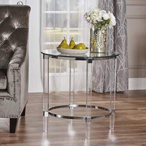 Christopher Knight Home Orianna Acrylic and Tempered Glass Circular Side Table, Clear, 24 in x 24 in x 24 in