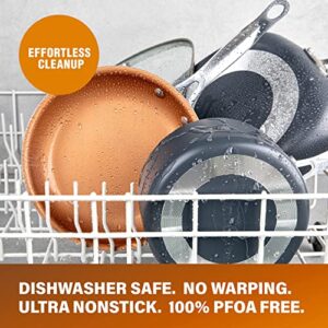 GOTHAM STEEL 5 Piece Kitchen Essentials Cookware Set with Ultra Nonstick Copper Surface Dishwasher Safe, Cool Touch Handles- Includes Fry Pans, Stock Pot, and Glass Lids, Original