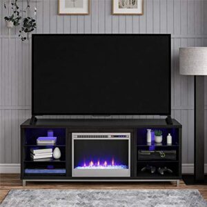ameriwood home lumina fireplace stand for tvs, up to 70", black oak