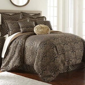 Sterling Creek Valencia 9-Piece Black Gold Floral Jacquard Oversized Comforter Set (King)