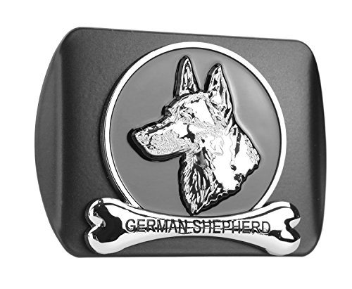 eVerHITCH Dog Chrome 3D Badge Emblem Metal Trailer Hitch Cover (Fits 2" Receiver, German Shepherd)