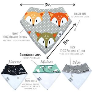 Diaper Squad 100% Organic Cotton Woodland 10-Pack Baby Drool Bandana Bibs for Boys and Girls