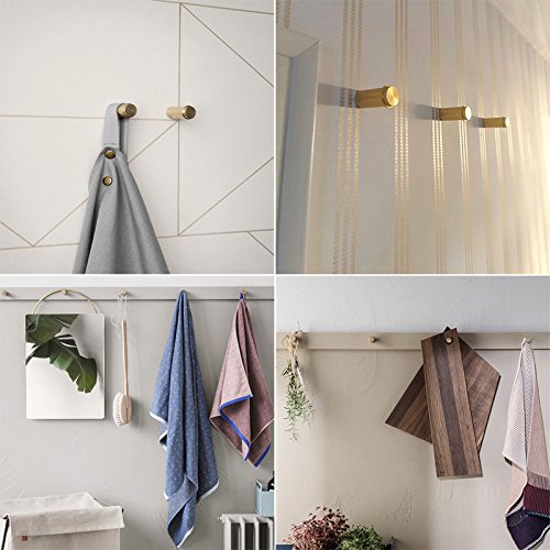 TINTON LIFE Design Decorative Wall Mounted Aluminum Coat Hook Hat Hanger(4PCS Golden)