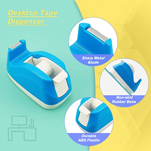 KTRIO Tape Dispenser, 2 Pack Tape Dispenser Desk Small Tape Dispensers, Weighted Non-Skid Base, Tape Desk Dispenser Mini Desktop Tape Holder Cute Tape Dispenser for Office Home School Gift Wrapping