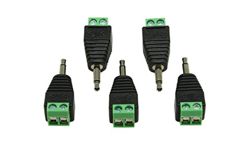 zdyCGTime 3.5mm TS Mono Male to 2 Pin Screw Terminal Female AUX Headphone Balum Converter Adapter (5-Pack)