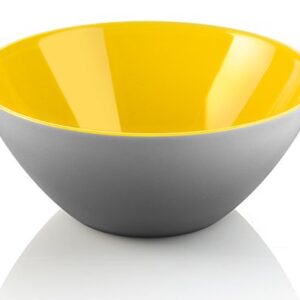 Guzzini My Fusion Large Bowl, BPA-Free Shatter-Resistant Acrylic, 9-3/4 inch Diameter, Ideal for Serving Main Dishes, Salads and Snacks, Grey, Yellow (Model: 281425141)