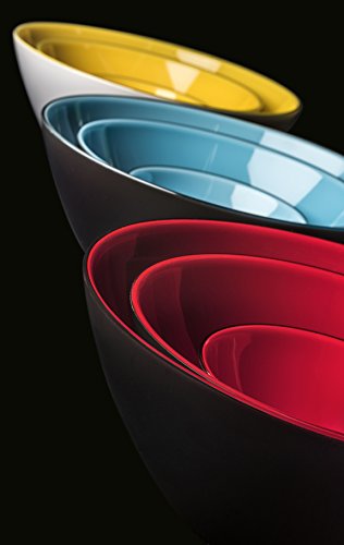 Guzzini My Fusion Large Bowl, BPA-Free Shatter-Resistant Acrylic, 9-3/4 inch Diameter, Ideal for Serving Main Dishes, Salads and Snacks, Grey, Yellow (Model: 281425141)