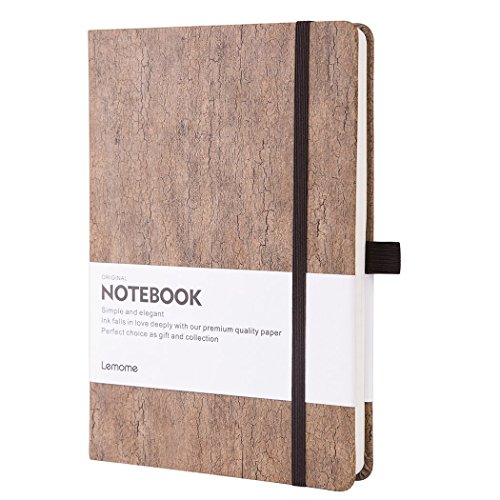 Lemome Dotted Bullet Notebook/Journal - Eco-Friendly Natural Cork Hardcover Dot Grid Notebook with Pen Loop - Premium Thick Paper - A5 (5x8In) Bound Notebook