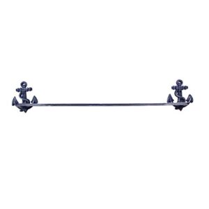hampton nautical k-9011-solid-dark-blue rustic dark blue cast iron anchor bath towel holder 27"