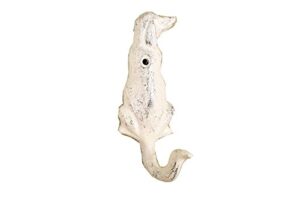 handcrafted nautical decor whitewashed cast iron dog hook 6" - iron hook - metal dog decoration