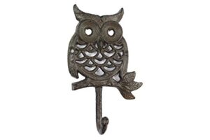 handcrafted nautical decor cast iron owl hook 6"- iron hook - iron wall hook - decorative owl