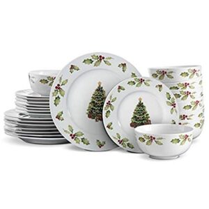 pfaltzgraff christmas day dinnerware set, service for 8, white