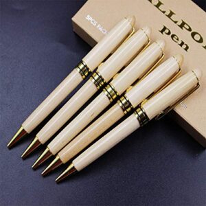 jason yuen 5pcs pack wooden eco pen white wood ballpoint pens with gold accessories (model a, 5pcs white wooden)