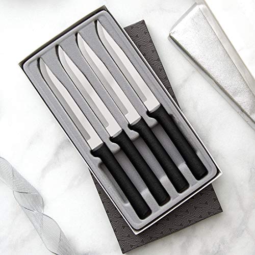 Rada Cutlery 4-Piece Utility Knife Set Steak Knives Stainless Steel Resin, Black Handle