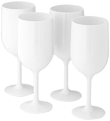 Drinique Unbreakable Stemmed Wine Glasses (Set of 4) 12oz Shatterproof, Reusable Tritan Wine Glasses for Red or White Wine - White