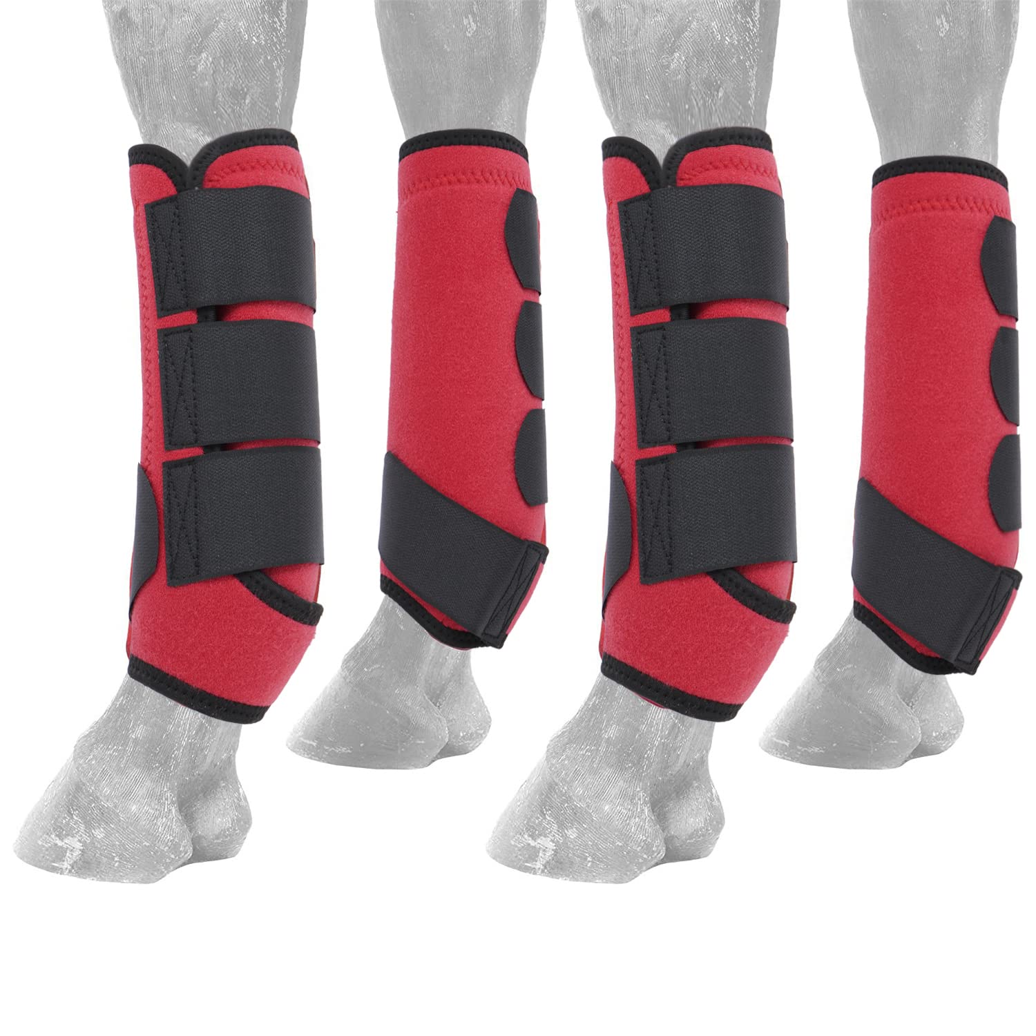 SKYCY Horse Splint Boots for Horse, Horse Brushing Boots Neoprene Travel Boots Leg Protection Wrap Black - Set of 4 Leg Wraps Safe Direct Contact Treats Sprains Bites Non Slip Horse Splint Boots