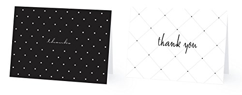 Luxye Chic Modern Thank You Cards, 36 Polka Dot and Stripe Thank You Notes, 6 Assortment of Blank Inside with White Envelopes (Multicolor) (4" x 6" Polka Dot Stripe V2)