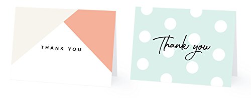 Luxye Chic Modern Thank You Cards, 36 Polka Dot and Stripe Thank You Notes, 6 Assortment of Blank Inside with White Envelopes (Multicolor) (4" x 6" Polka Dot Stripe V2)