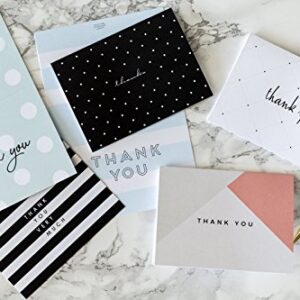 Luxye Chic Modern Thank You Cards, 36 Polka Dot and Stripe Thank You Notes, 6 Assortment of Blank Inside with White Envelopes (Multicolor) (4" x 6" Polka Dot Stripe V2)