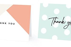 Luxye Chic Modern Thank You Cards, 36 Polka Dot and Stripe Thank You Notes, 6 Assortment of Blank Inside with White Envelopes (Multicolor) (4" x 6" Polka Dot Stripe V2)