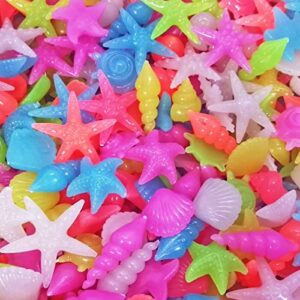 springsmart aquarium rocks, can glow in the dark after daily exposure to light, cute sea item shaped decor stones for fish bowl, garden, ponds, handmade crafts, colorful non-toxic fish tank substrate