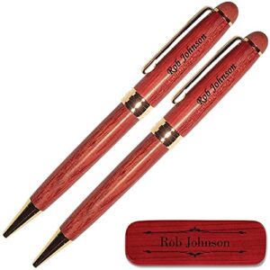 dayspring pens | personalized deluxe rosewood pen and pencil set with premium wood pen case. engraved wood gift for men or women. shipped fast in one business day.