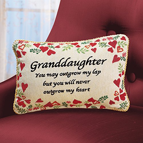 Collections Etc Never Outgrow My Heart Granddaughter Pillow Sentiment Gift