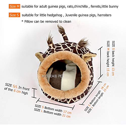 MYIDEA Warm Guinea Pigs Bed,Hedgehog Winter Nest,Rat Chinchillas & Small pet Animals Bed/Cube/House, Habitat, Lightweight, Durable, Portable, Cushion Big Mat (Small Pet - L, 1.Giraffe)