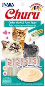 inaba churu lickable purée natural cat treats (chicken with crab recipe, 4 tubes)