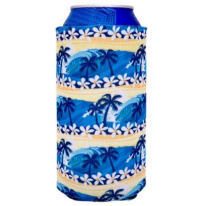 waves tropical beach pattern 16 oz. can coolie
