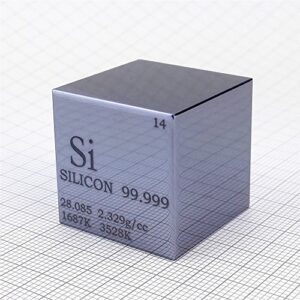 1 inch 25.4mm polished silicon metal cube 38g engraved periodic table