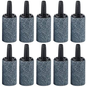 pawfly aquarium 1 inch air stone cylinder grey bubble diffuser release tool for nano air pumps small buckets and fish tanks, 10 pack