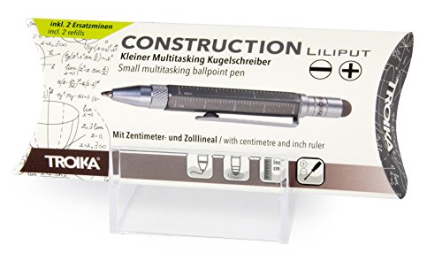 Troika CONSTRUCTION LILIPUT – PIP25/TI – Multitasking ballpoint pen (small) – Tool Pen– centimetre and inch ruler – slotted and Phillips screwdriver – stylus (titanium colour) original