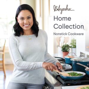 Ayesha Curry Home Collection Nonstick Cookware Pots and Pans Set, 9 Piece, Twilight Teal