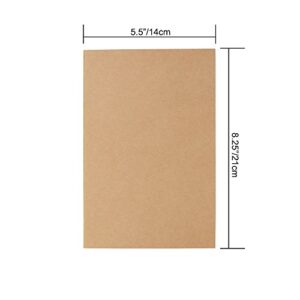 Travel Journal Set With 6 Notebook Journals for Travelers - Kraft Brown Soft Cover - 5.5” x 8.25” - 60 Blank Pages/ 30 Sheets