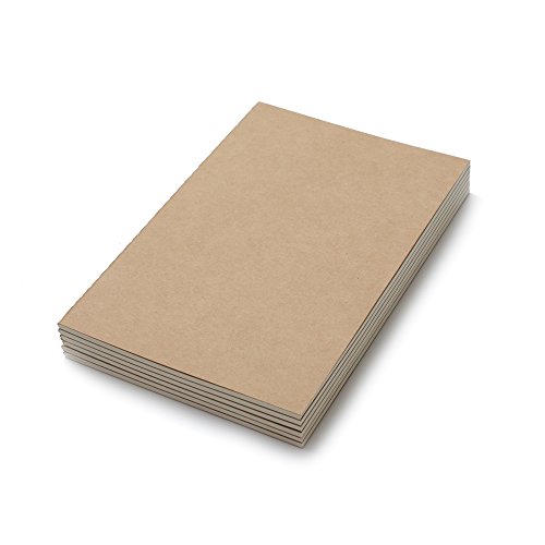 Travel Journal Set With 6 Notebook Journals for Travelers - Kraft Brown Soft Cover - 5.5” x 8.25” - 60 Blank Pages/ 30 Sheets