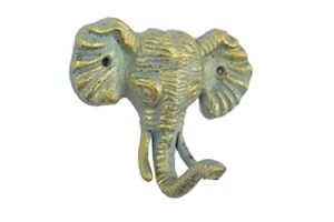 handcrafted model ships antique seaworn bronze cast iron elephant hook 5" - iron wall hook - decorative