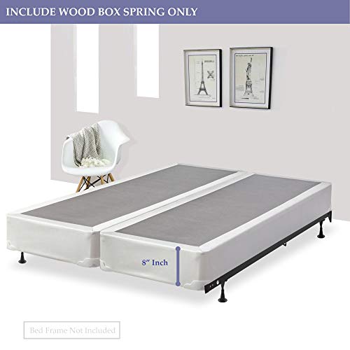 Continental Mattress 4" Split Wood Traditional Box Spring/Foundation for Mattress, King, White