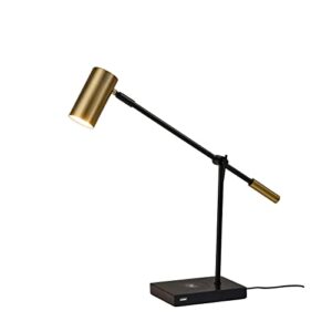 adesso 4217-01 collette led desk lamp wireless charging, 7w led, 5w qi, usb port, indoor lighting lamps , black